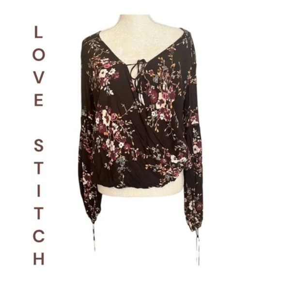 Nordstrom Lovestitch Floral Wrap Blouse NWT - Picture 1 of 12